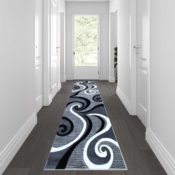 Flash Furniture Gray 3' x 10' Modern Plush Abstract Area Rug KP-RG952-310-GY-GG - main